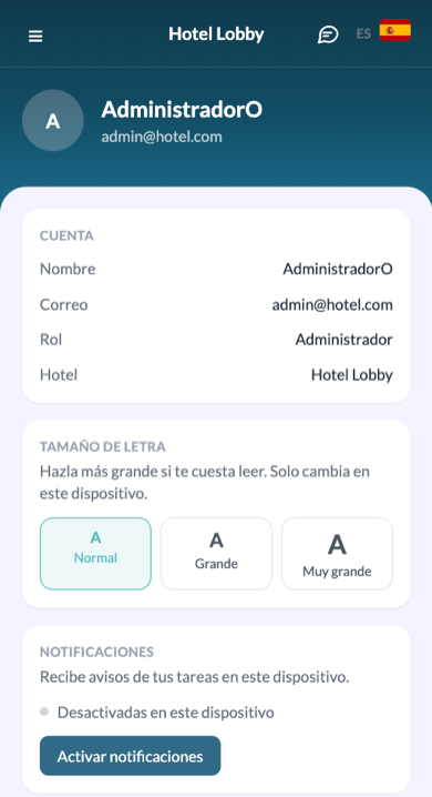 Mi perfil en la app móvil