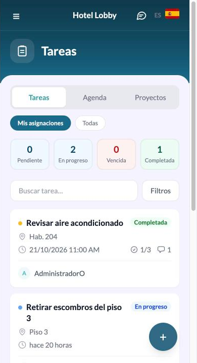 Lista de tareas en la app móvil